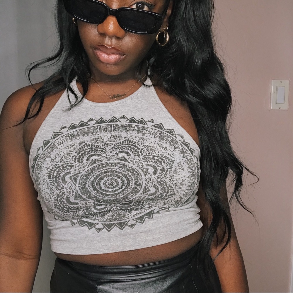 Graphic Halter Crop